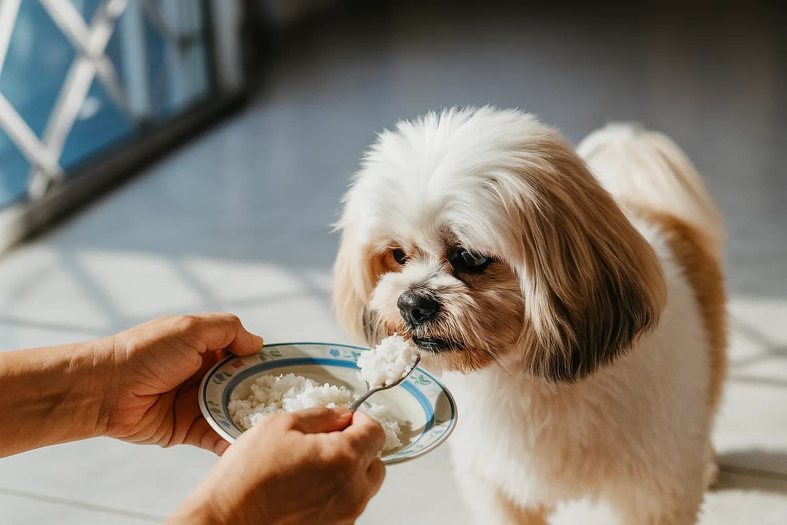 plain white rice for dogs — portion size example