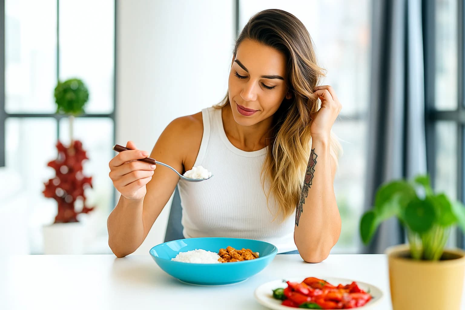 is rice good for weight loss — balanced plate example